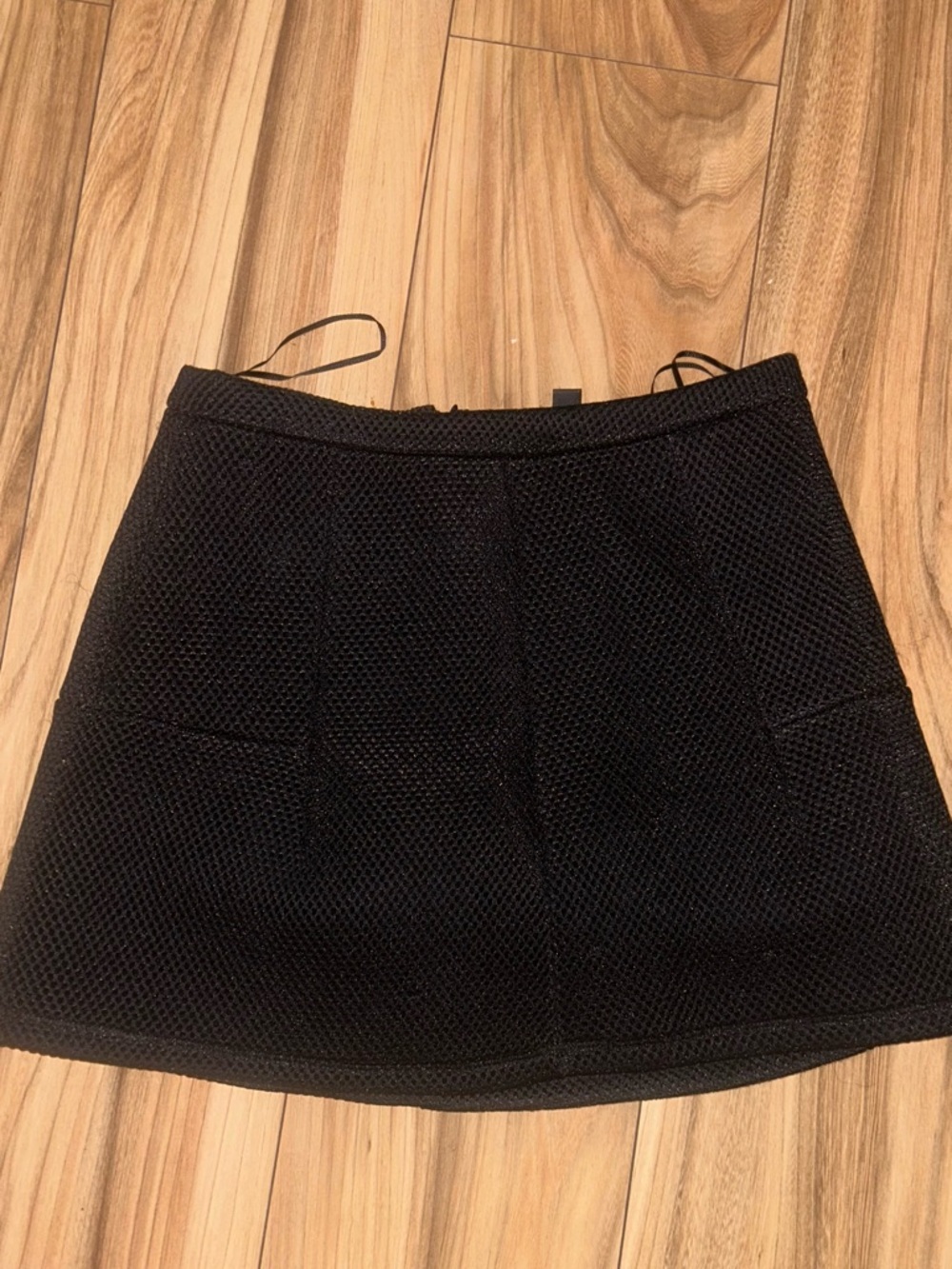 Mango Black Textured Mini Skirt